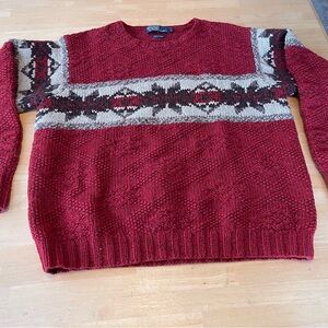 Vintage Polo Ralph Lauren Mens Fair Isle Wool Sweater Large Hand Knit Nordic
